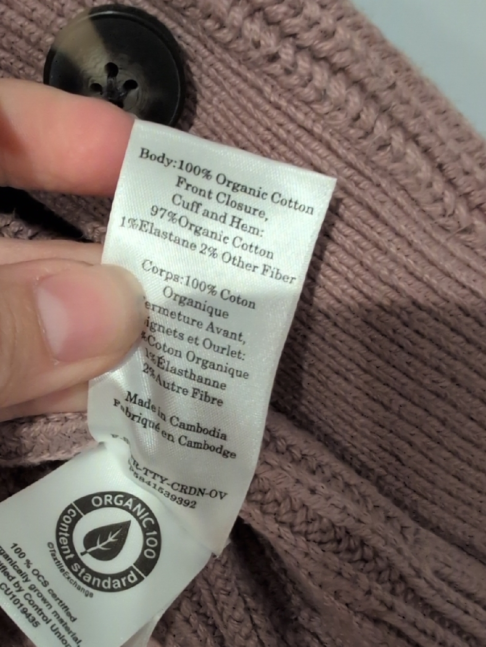 Everlane Small Pink Organic Cotton Knit Cardigan Sweater - Picture 4 of 6